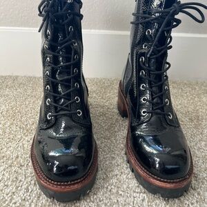 Jeffrey Campbell Black Patent Leather Lace-Up Boots